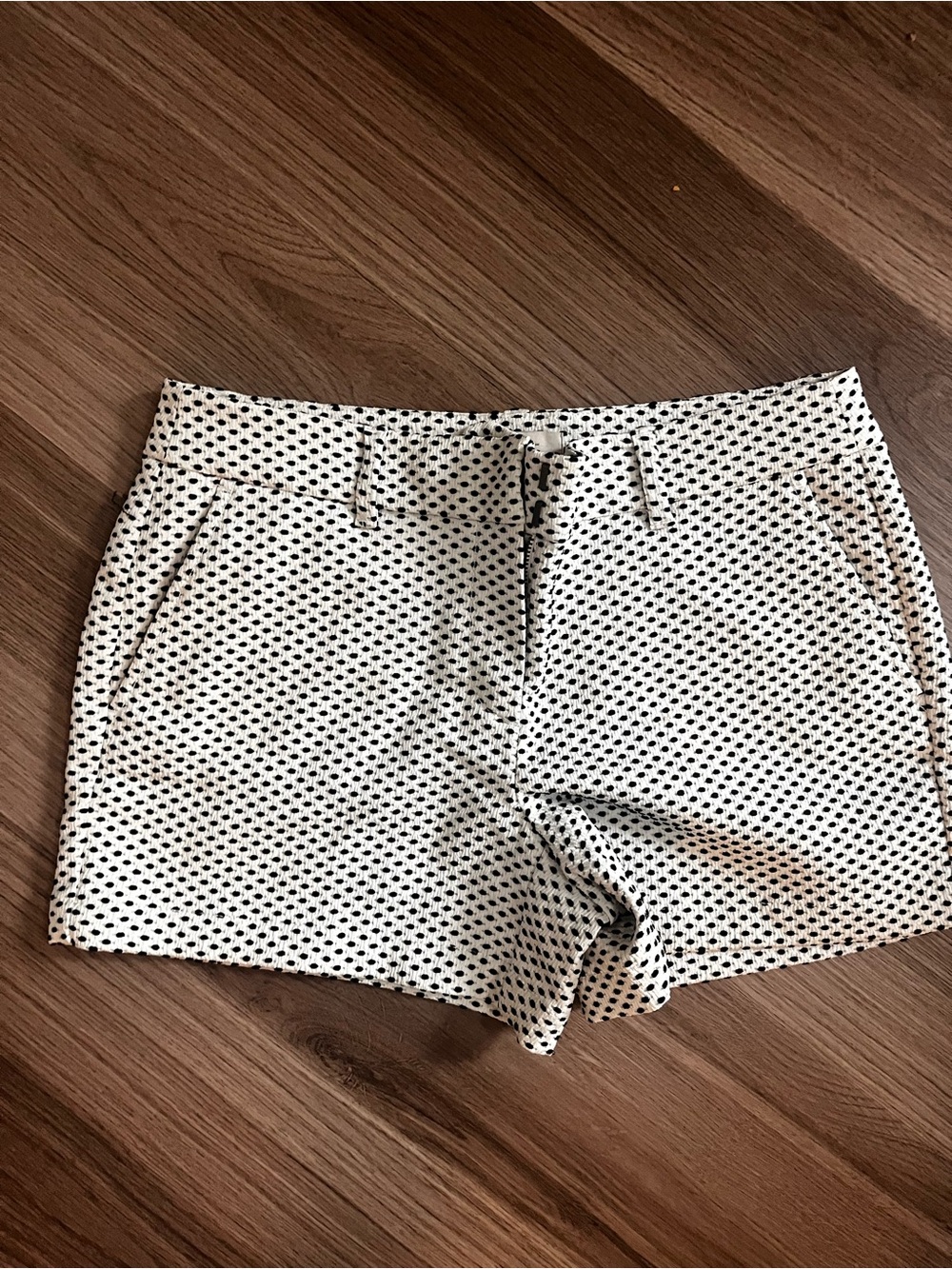 LOFT White Shorts with Black Dot Print